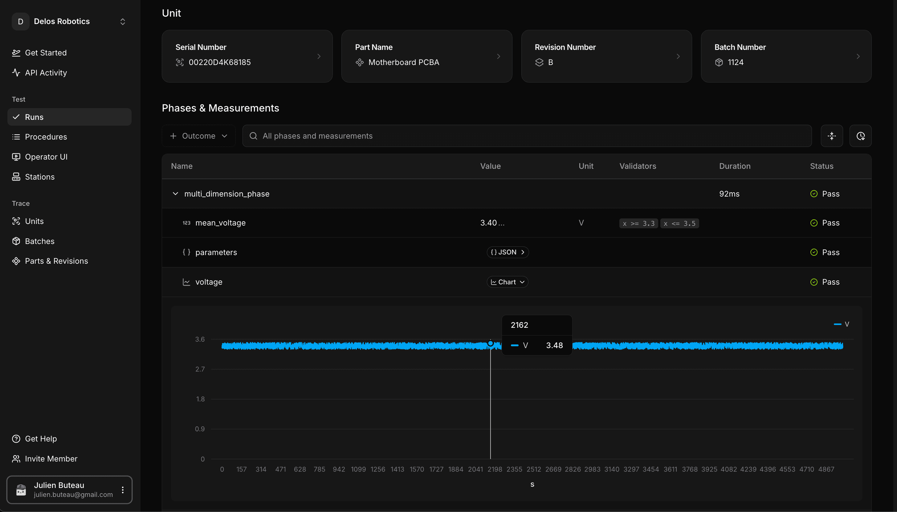 TofuPilot test run details