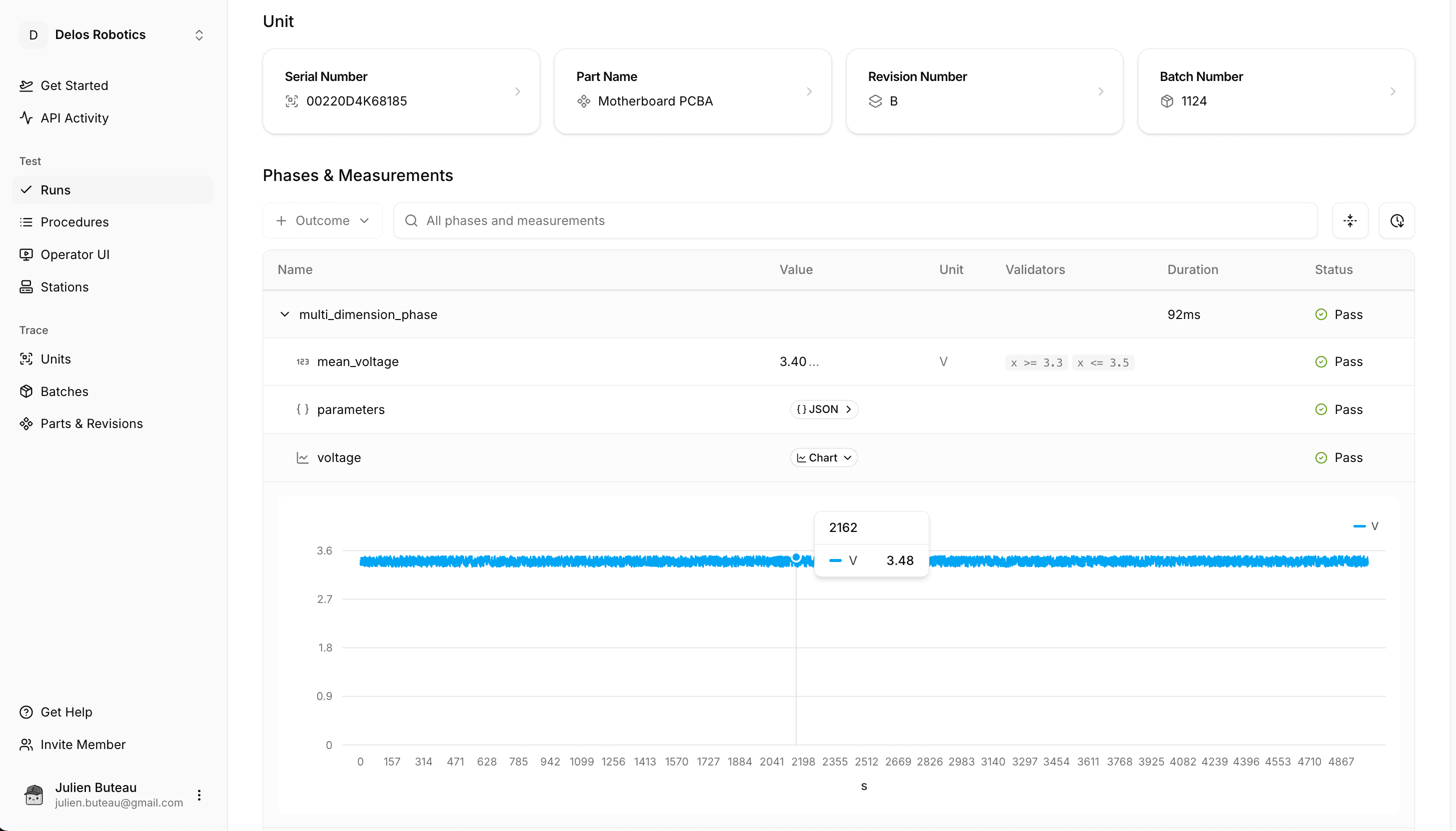 TofuPilot test run details