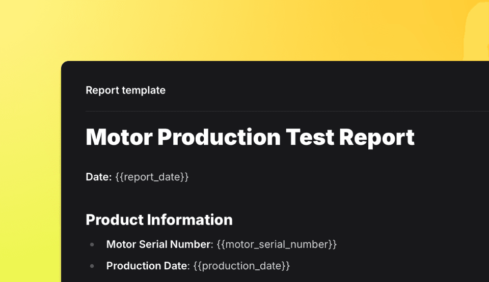 Report template in the Procedure page