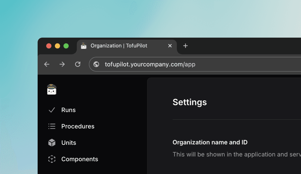 Screenshot of TofuPilot application with custom url